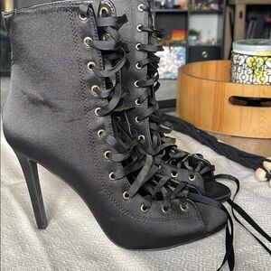 Liliana Lace Up Stiletto Booties